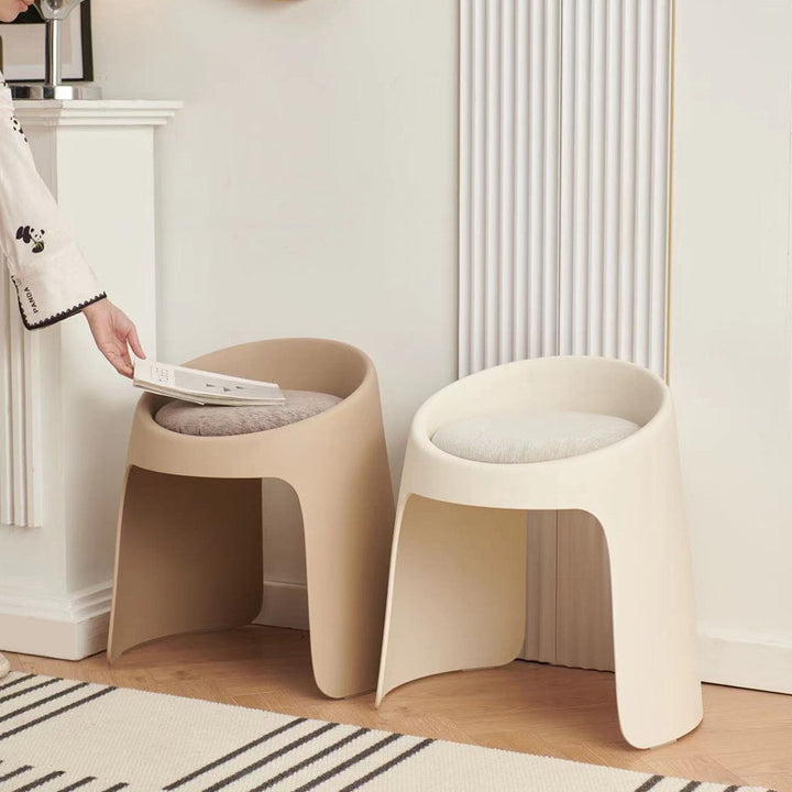 Contemporary Nordic Round Velvet PP Sponge Upholstered Dining Chair Backless Armless For Dining Room