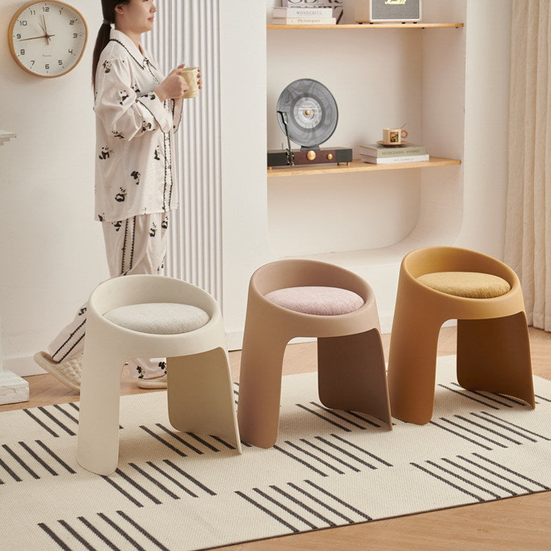 Contemporary Nordic Round Velvet PP Sponge Upholstered Dining Chair Backless Armless For Dining Room