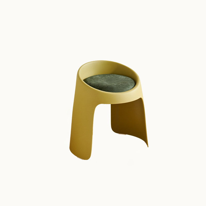 Contemporary Nordic Round Velvet PP Sponge Upholstered Dining Chair Backless Armless For Dining Room