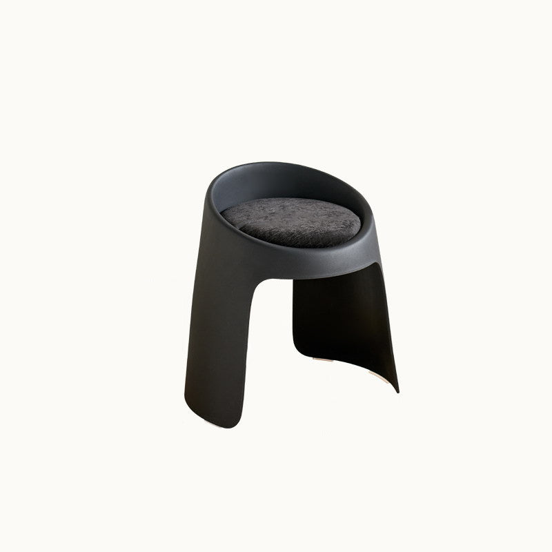 Contemporary Nordic Round Velvet PP Sponge Upholstered Dining Chair Backless Armless For Dining Room