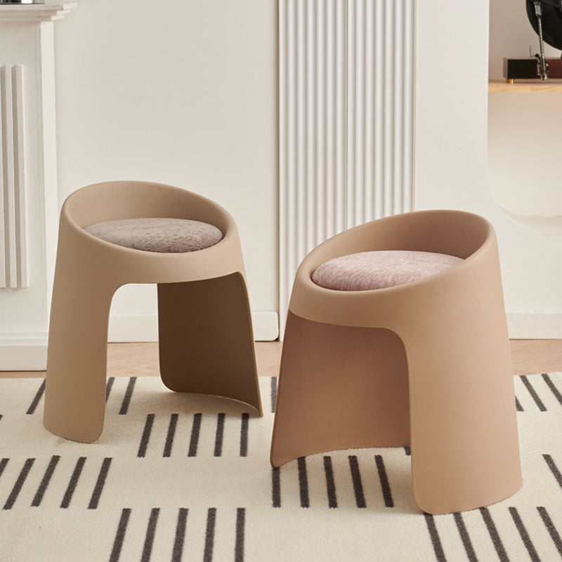 Contemporary Nordic Round Velvet PP Sponge Upholstered Dining Chair Backless Armless For Dining Room