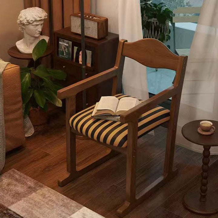Traditional French Square Upholstered Fabric Rubberwood Plywood Dining Chair Backrest Armrest For Dining Room