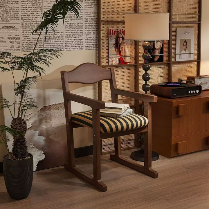 Traditional French Square Upholstered Fabric Rubberwood Plywood Dining Chair Backrest Armrest For Dining Room