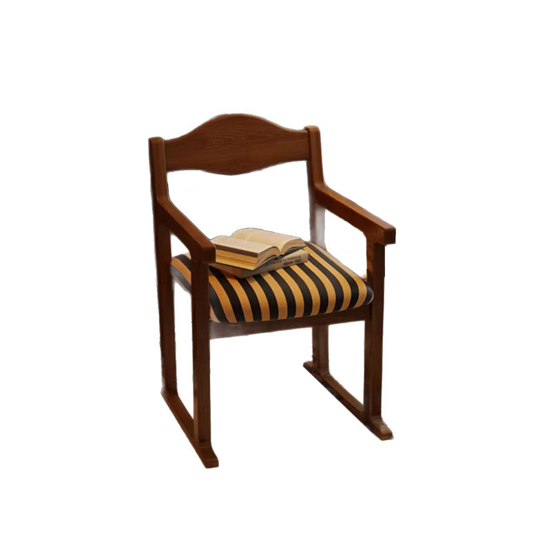 Traditioneller französischer quadratischer Esszimmerstuhl aus Stoff mit Polsterung, Kautschukholz und Sperrholz, mit Rückenlehne und Armlehne, für das Esszimmer 