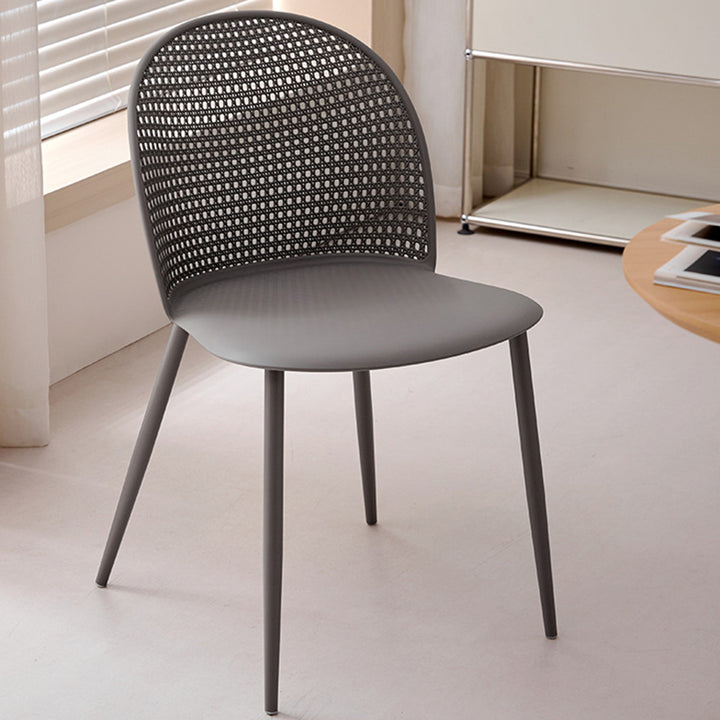 Moderner minimalistischer Bogen PP Webeisen Esszimmerstuhl Rückenlehne ohne Armlehnen für Esszimmer 