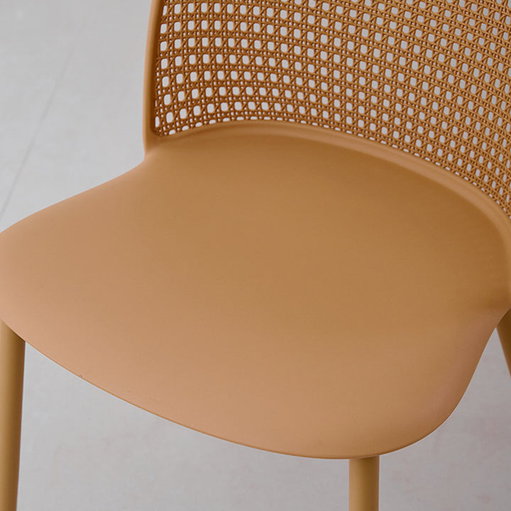 Moderner minimalistischer Bogen PP Webeisen Esszimmerstuhl Rückenlehne ohne Armlehnen für Esszimmer 