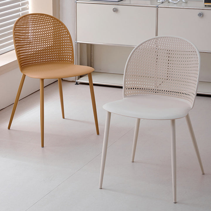 Moderner minimalistischer Bogen PP Webeisen Esszimmerstuhl Rückenlehne ohne Armlehnen für Esszimmer 