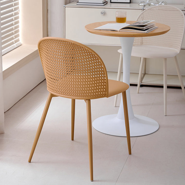 Moderner minimalistischer Bogen PP Webeisen Esszimmerstuhl Rückenlehne ohne Armlehnen für Esszimmer 