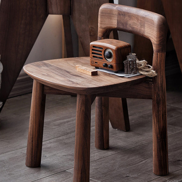 Contemporary Retro Square Walnut Low Stool Backrest Armless For Living Room
