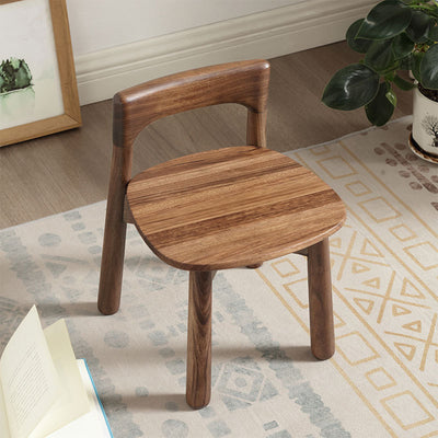Contemporary Retro Square Walnut Low Stool Backrest Armless For Living Room