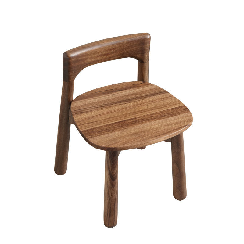 Contemporary Retro Square Walnut Low Stool Backrest Armless For Living Room