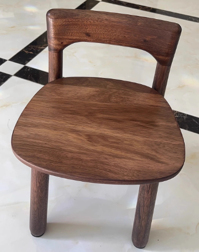 Contemporary Retro Square Walnut Low Stool Backrest Armless For Living Room