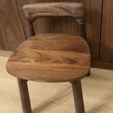 Contemporary Retro Square Walnut Low Stool Backrest Armless For Living Room