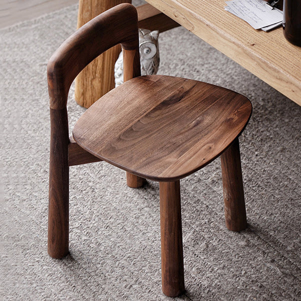 Contemporary Retro Square Walnut Low Stool Backrest Armless For Living Room