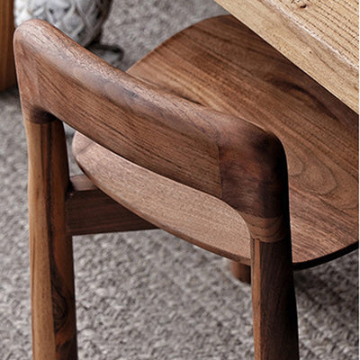 Contemporary Retro Square Walnut Low Stool Backrest Armless For Living Room