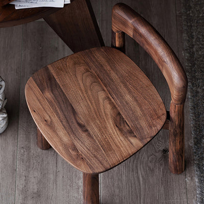 Contemporary Retro Square Walnut Low Stool Backrest Armless For Living Room