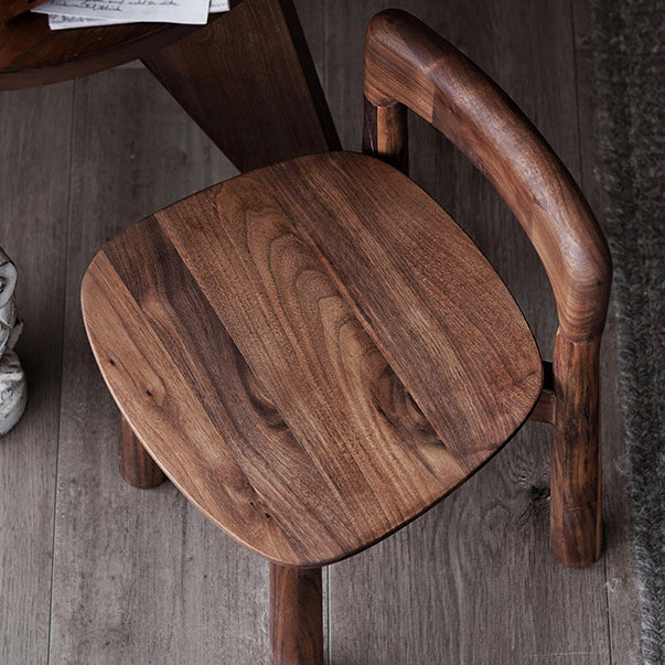 Contemporary Retro Square Walnut Low Stool Backrest Armless For Living Room