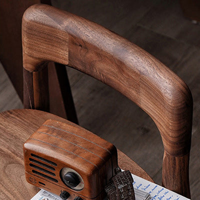 Contemporary Retro Square Walnut Low Stool Backrest Armless For Living Room
