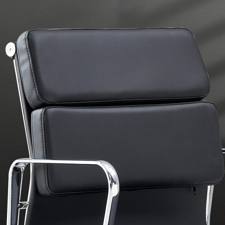 Moderner minimalistischer drehbarer Schreibtischstuhl aus PU-Leder und Aluminiumlegierung in Rechteckform mit Rückenlehne und Armlehnen für das Arbeitszimmer 