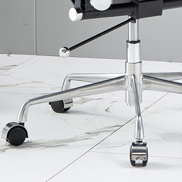 Moderner minimalistischer drehbarer Schreibtischstuhl aus PU-Leder und Aluminiumlegierung in Rechteckform mit Rückenlehne und Armlehnen für das Arbeitszimmer 