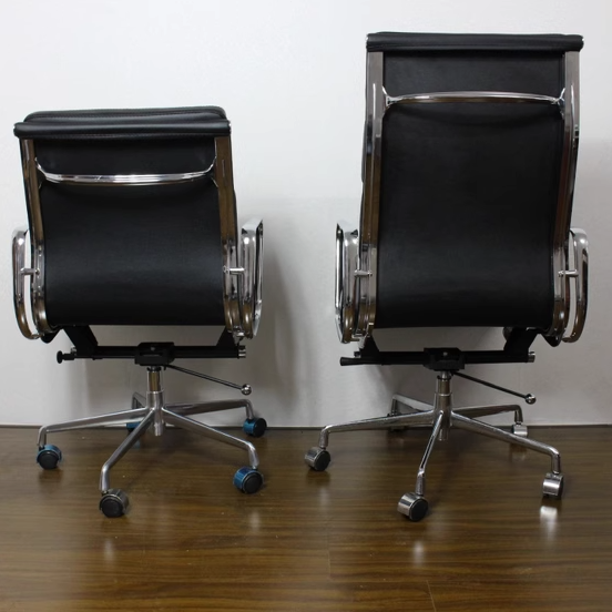 Moderner minimalistischer drehbarer Schreibtischstuhl aus PU-Leder und Aluminiumlegierung in Rechteckform mit Rückenlehne und Armlehnen für das Arbeitszimmer 