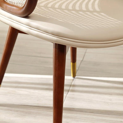 Silla de comedor de cuero sintético con respaldo y reposabrazos para comedor, estilo tradicional japonés 