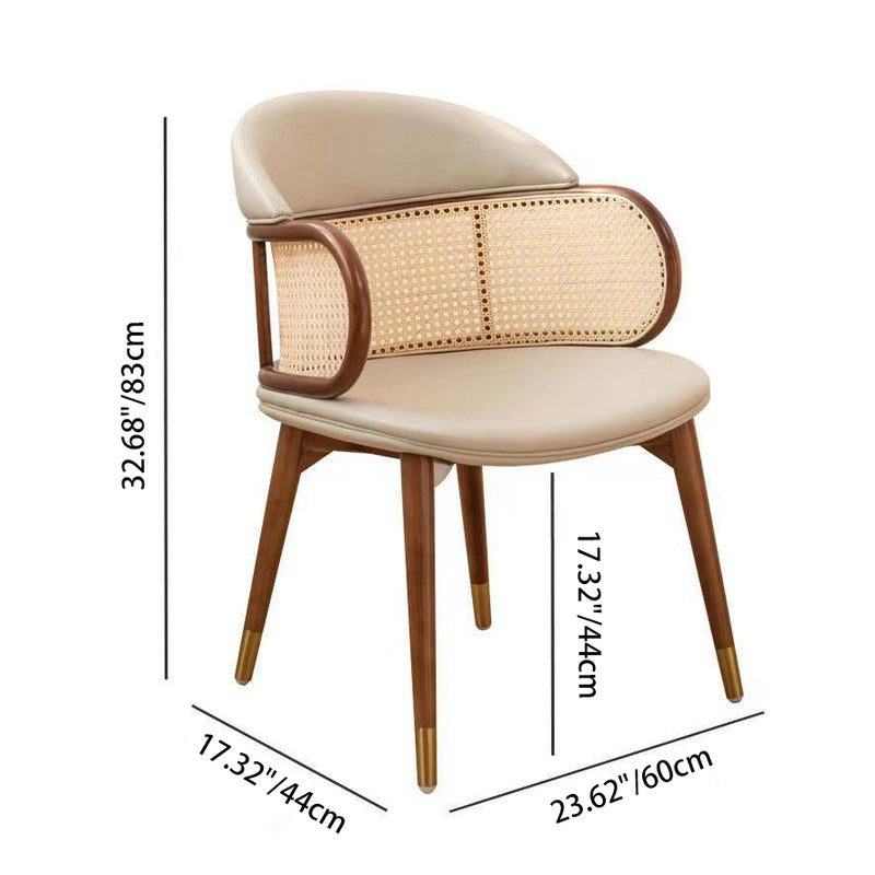 Silla de comedor de cuero sintético con respaldo y reposabrazos para comedor, estilo tradicional japonés 