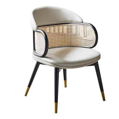 Silla de comedor de cuero sintético con respaldo y reposabrazos para comedor, estilo tradicional japonés 