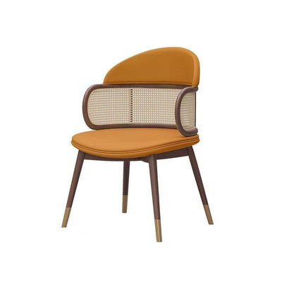Silla de comedor de cuero sintético con respaldo y reposabrazos para comedor, estilo tradicional japonés 