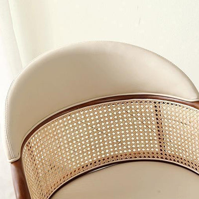 Silla de comedor de cuero sintético con respaldo y reposabrazos para comedor, estilo tradicional japonés 