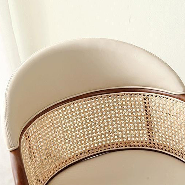 Silla de comedor de cuero sintético con respaldo y reposabrazos para comedor, estilo tradicional japonés 