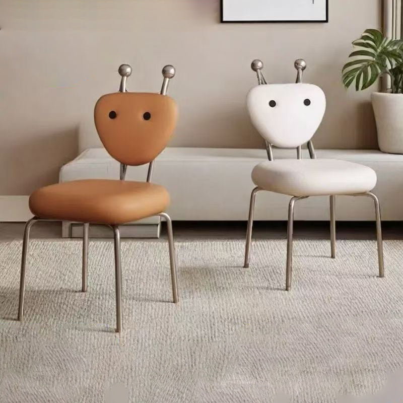 Contemporáneo Creativo Cuadrado Extraterrestre Cuero Lana de Cordero Hierro Silla de Comedor Respaldo Sin Brazos Para Comedor 