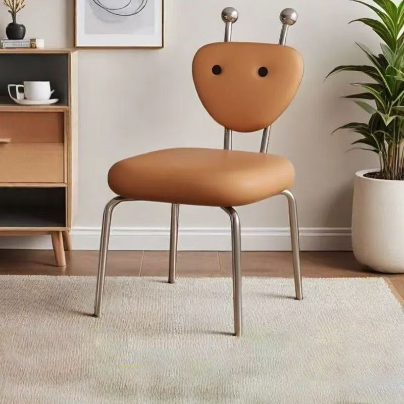 Contemporáneo Creativo Cuadrado Extraterrestre Cuero Lana de Cordero Hierro Silla de Comedor Respaldo Sin Brazos Para Comedor 