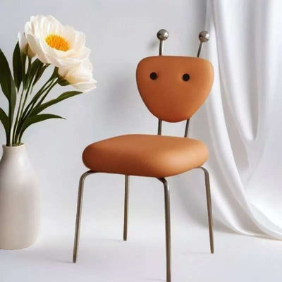 Contemporáneo Creativo Cuadrado Extraterrestre Cuero Lana de Cordero Hierro Silla de Comedor Respaldo Sin Brazos Para Comedor 