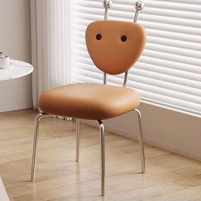 Contemporáneo Creativo Cuadrado Extraterrestre Cuero Lana de Cordero Hierro Silla de Comedor Respaldo Sin Brazos Para Comedor 
