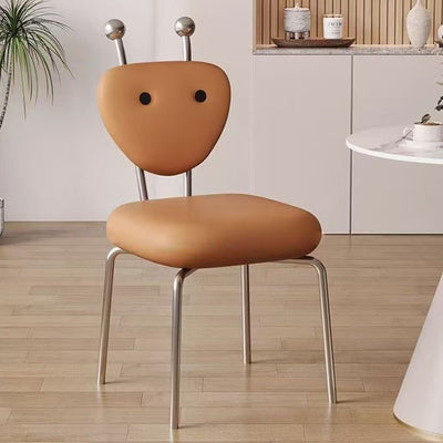 Contemporáneo Creativo Cuadrado Extraterrestre Cuero Lana de Cordero Hierro Silla de Comedor Respaldo Sin Brazos Para Comedor 