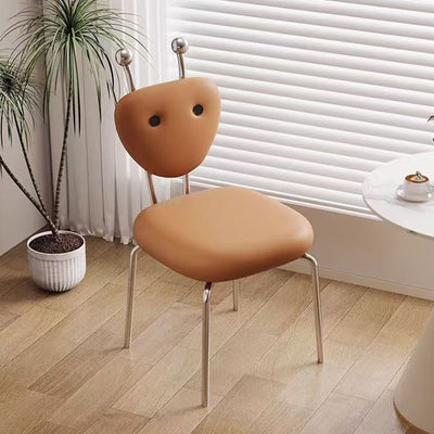 Contemporáneo Creativo Cuadrado Extraterrestre Cuero Lana de Cordero Hierro Silla de Comedor Respaldo Sin Brazos Para Comedor 