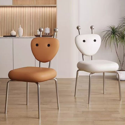 Contemporáneo Creativo Cuadrado Extraterrestre Cuero Lana de Cordero Hierro Silla de Comedor Respaldo Sin Brazos Para Comedor 