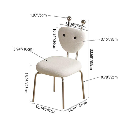 Contemporáneo Creativo Cuadrado Extraterrestre Cuero Lana de Cordero Hierro Silla de Comedor Respaldo Sin Brazos Para Comedor 