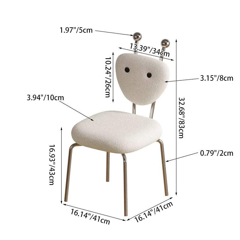 Contemporáneo Creativo Cuadrado Extraterrestre Cuero Lana de Cordero Hierro Silla de Comedor Respaldo Sin Brazos Para Comedor 