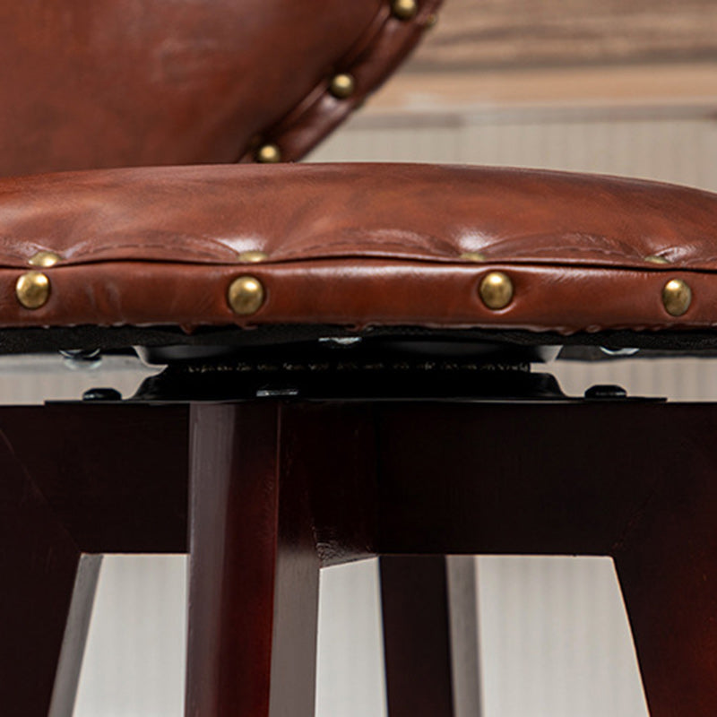 Taburete de bar contemporáneo escandinavo con arco redondo de cuero PU y madera maciza sin respaldo para comedor 