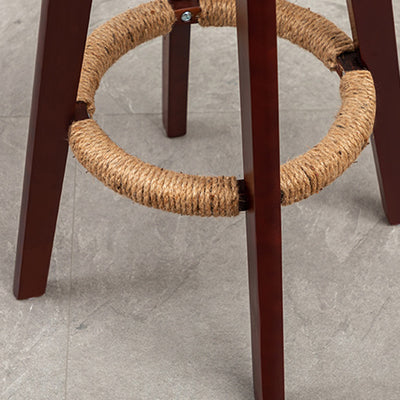 Taburete de bar contemporáneo escandinavo con arco redondo de cuero PU y madera maciza sin respaldo para comedor 