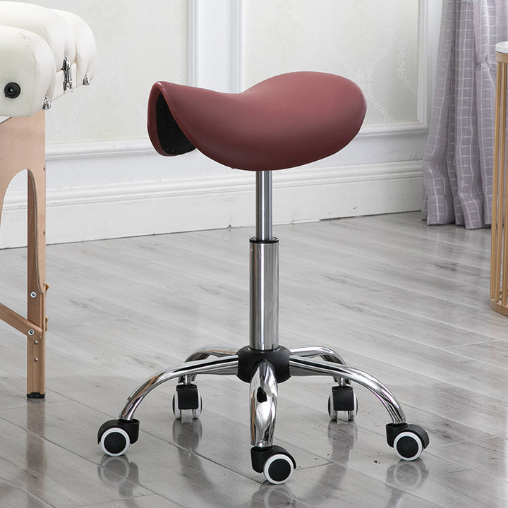 Moderner minimalistischer Barhocker aus gebogenem PU-Leder und Stahl ohne Rückenlehne und Armlehnen für das Esszimmer 