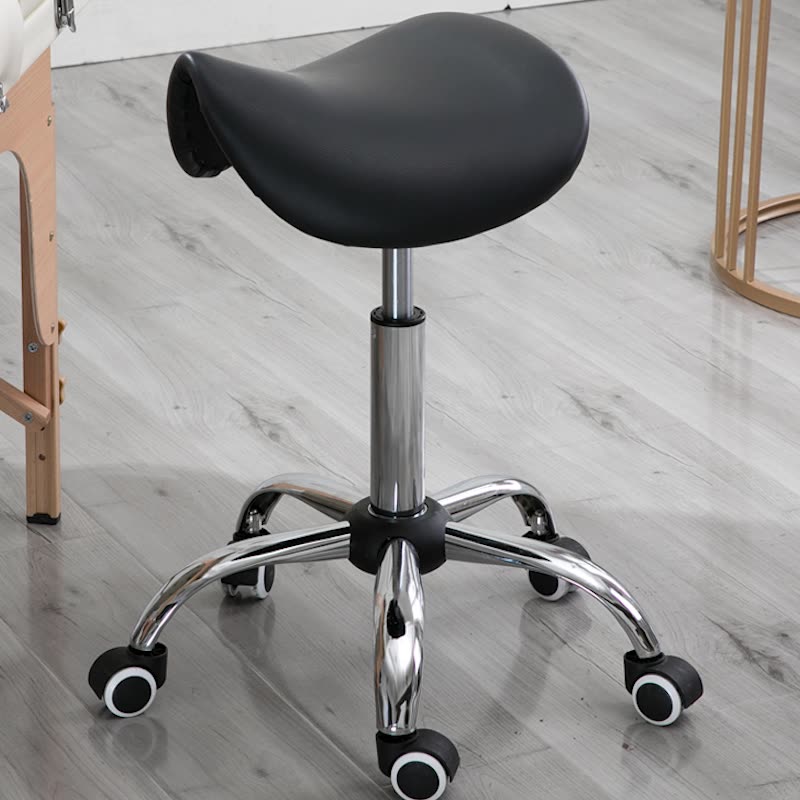 Moderner minimalistischer Barhocker aus gebogenem PU-Leder und Stahl ohne Rückenlehne und Armlehnen für das Esszimmer 