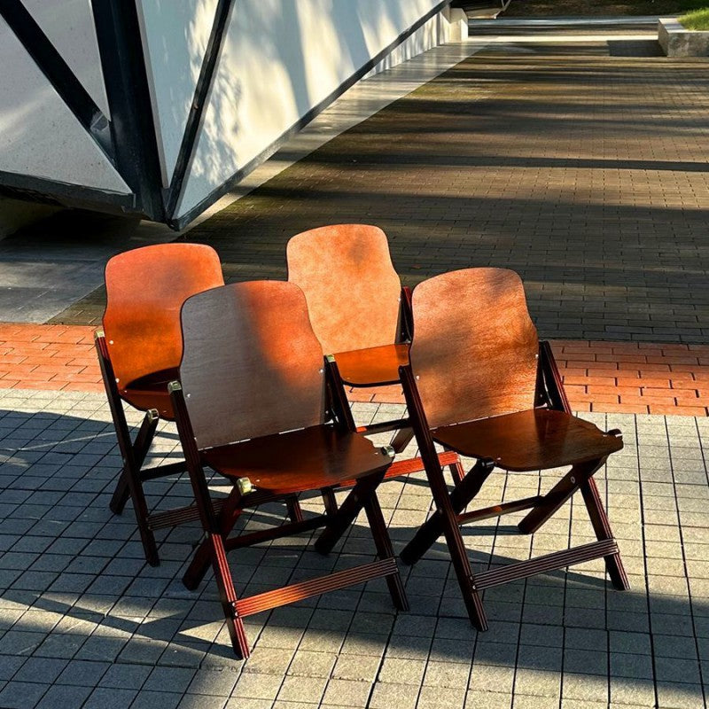 Contemporáneo Retro Plegable Madera Maciza Compuesta Tablero Haya Silla de Café Respaldo Sin Brazos Para Comedor 