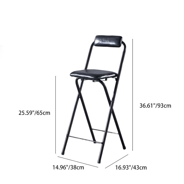 Moderner minimalistischer, faltbarer quadratischer Barhocker aus PU-Leder und Stahl mit Rückenlehne, ohne Armlehnen, für das Esszimmer 