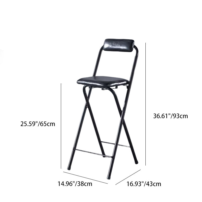 Tabouret de bar carré pliable en cuir minimaliste moderne avec dossier sans accoudoirs pour salle à manger 