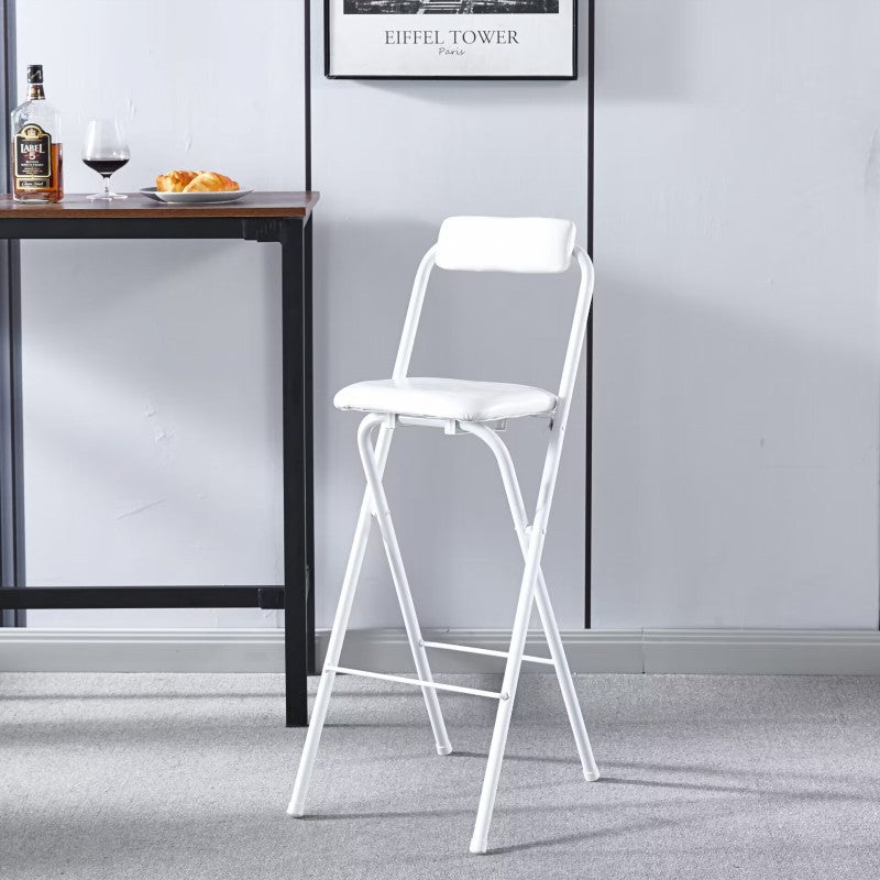 Tabouret de bar carré pliable en cuir minimaliste moderne avec dossier sans accoudoirs pour salle à manger 