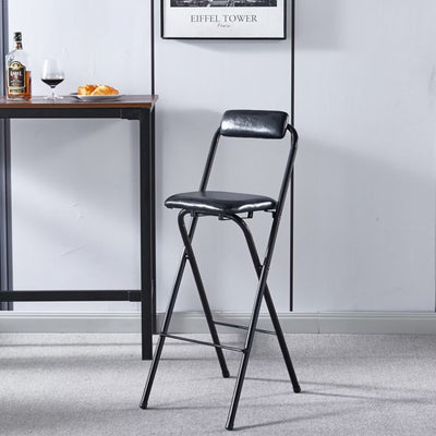 Tabouret de bar carré pliable en cuir minimaliste moderne avec dossier sans accoudoirs pour salle à manger 