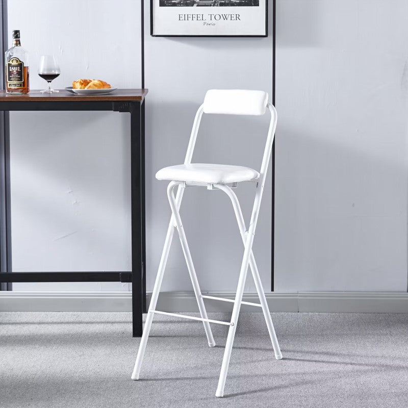 Tabouret de bar carré pliable en cuir minimaliste moderne avec dossier sans accoudoirs pour salle à manger 
